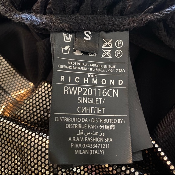 John Richmond Gold Ruched Mini Dress Size S - Picture 5 of 6